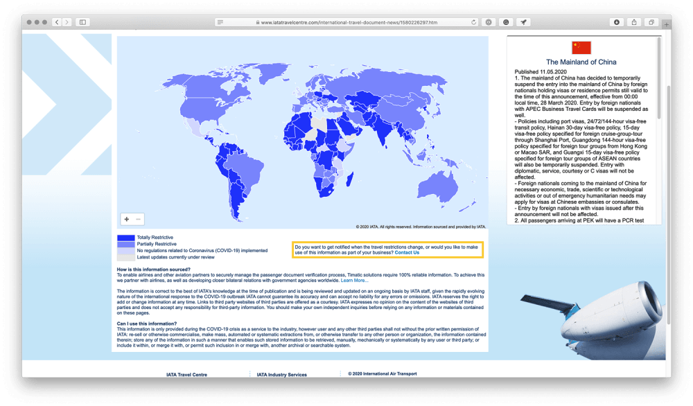 ✈️ IATA世界各国入境限制和隔离政策🦠